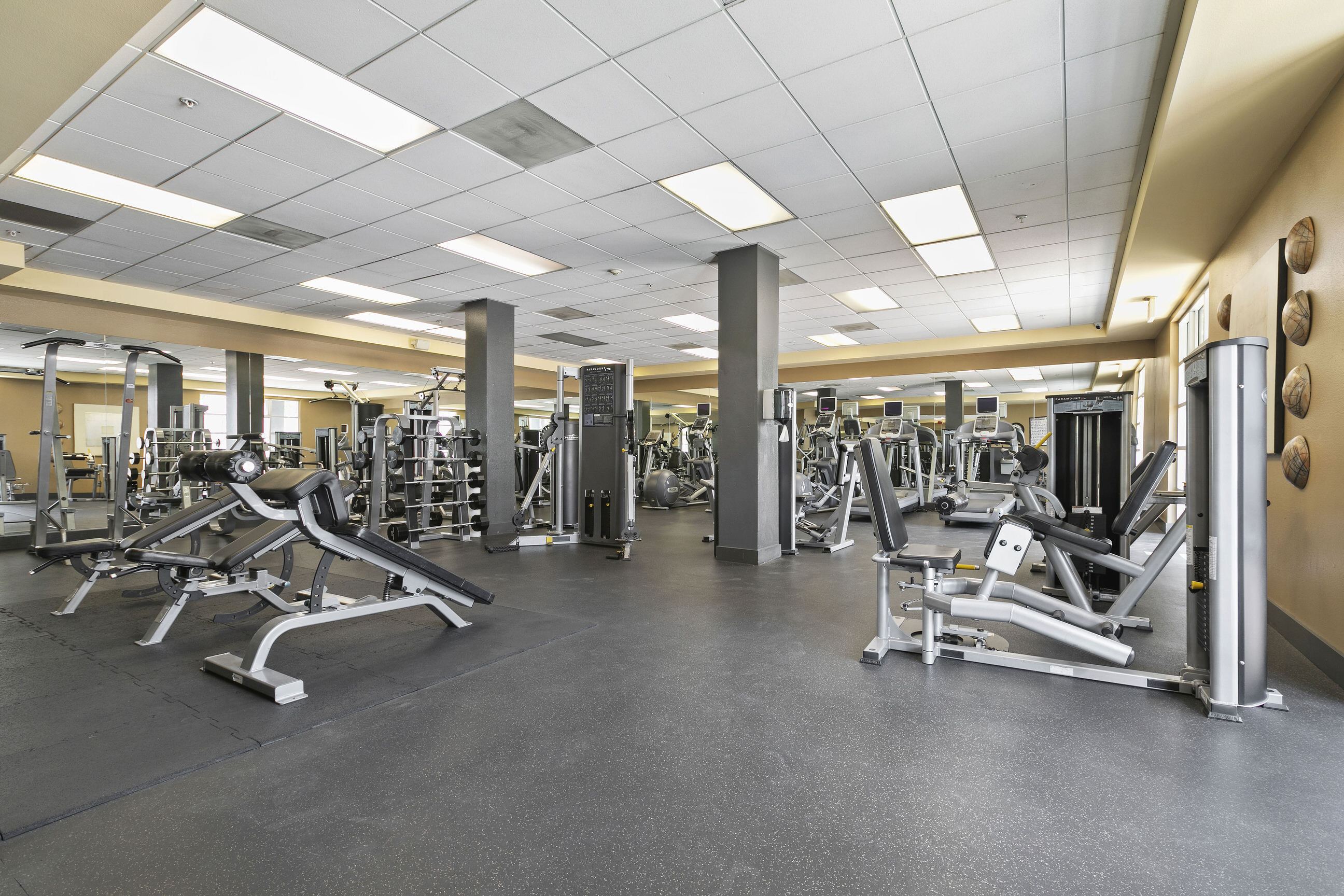 Photo of fitness center at Lofts at NoHo Commons Apartments in North Hollywood, Los Angeles.